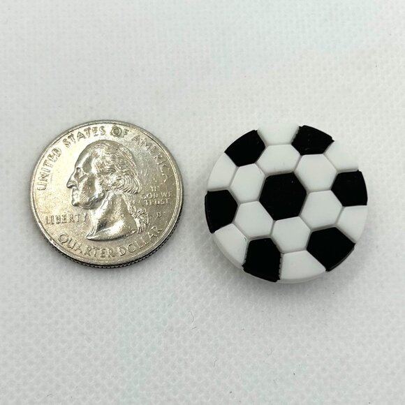 BOGO!! Crocs Style Shoe Charms Jibbitz - Soccer Ball Matching 2 pc Set NEW - Picture 4 of 5